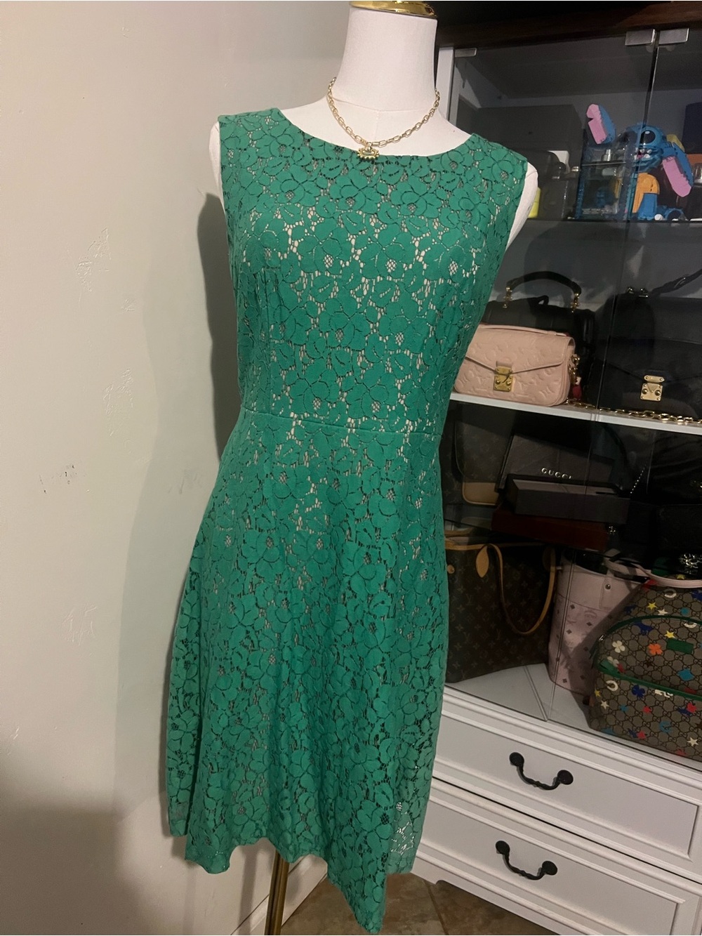 Enfocus Studio Emerald Green Lace Midi Dress
